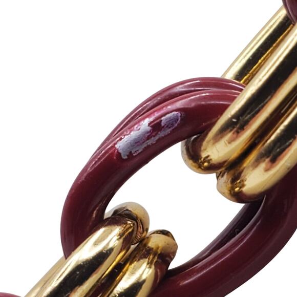 Bold Thick Chain Necklace Double Link Maroon Red Gold Tone 21" Retro Y2K 90s - Picture 5 of 7